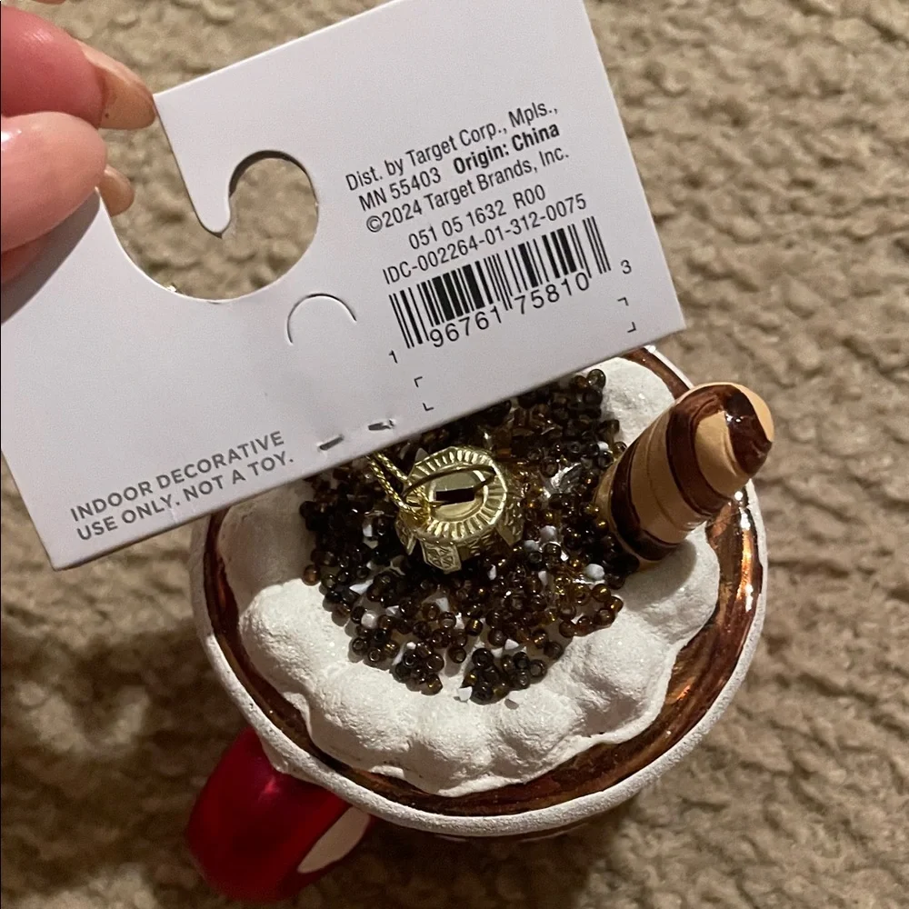 Target Red and White Hot Cocoa Cup Ornament with Candy Cane